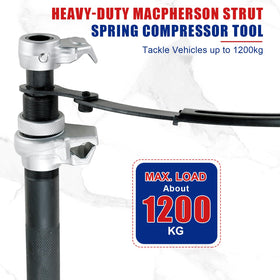 NYXOVA compressor in use on a MacPherson strut illustrating safe, stable compression
