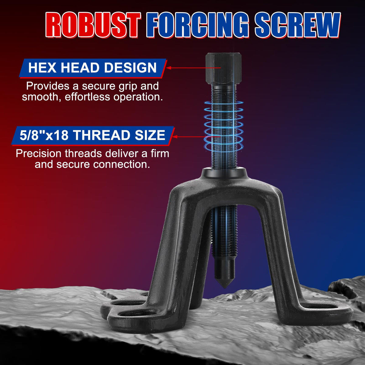 NYXOVA forcing bolt detail highlighting thread fit and multi-tool compatibility for versatile use