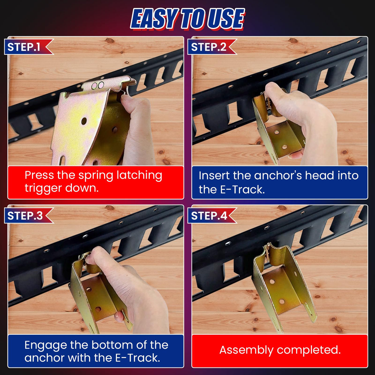 NYXOVA socket snapped into E-track rail showing quick tool-free installation benefit