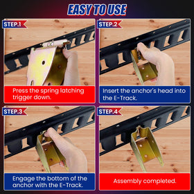 NYXOVA socket snapped into E-track rail showing quick tool-free installation benefit