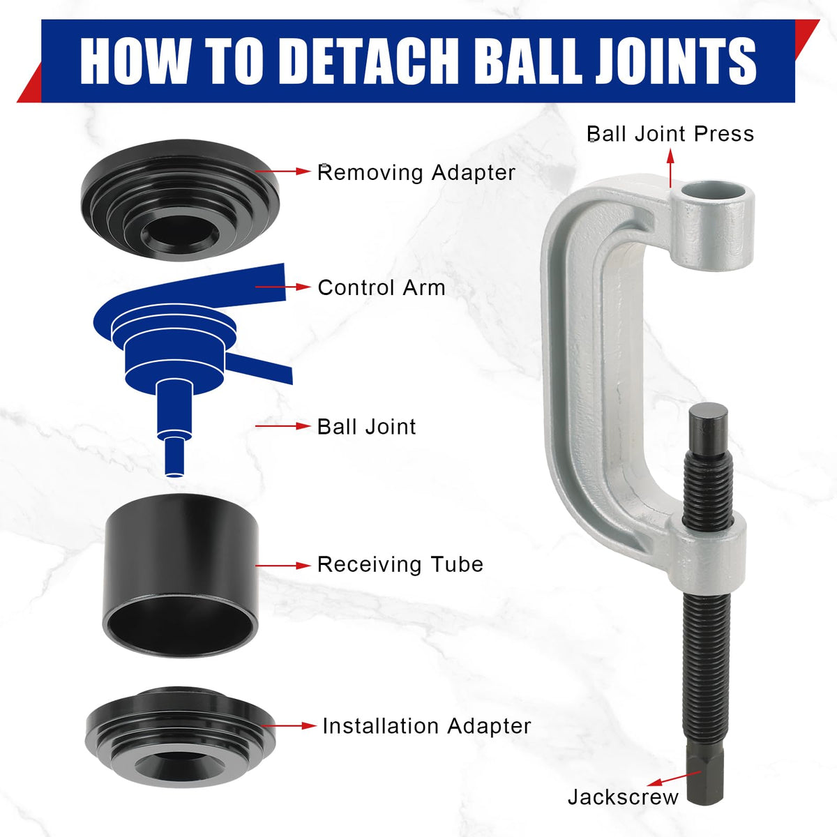 NYXOVA tool in use pressing a ball joint demonstrating controlled force and efficiency