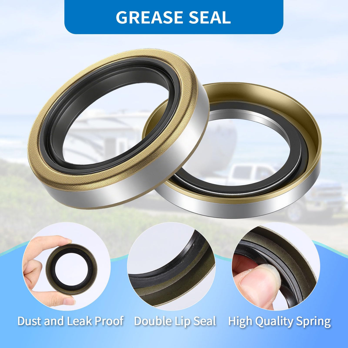 Oacdiel double-lip grease seal detail demonstrating leak protection and longer grease life
