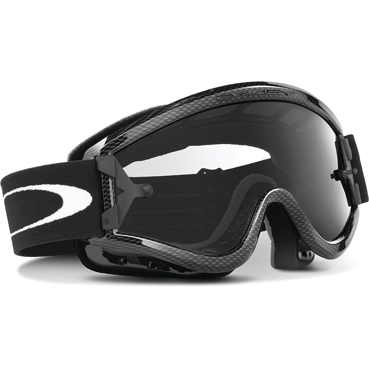 Oakley carbon fiber frame front view showing clear lens and on-face comfort