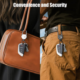 Oaridey carabiner clip attached to belt showing secure hold and everyday reliability