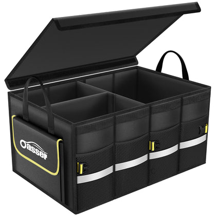 Oasser front view showing three-compartment organizer for tidy storage