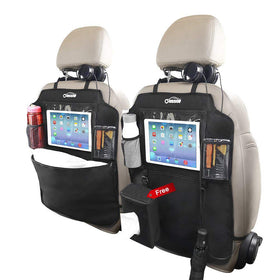 Oasser front view protector showing full seat coverage and easy installation benefit