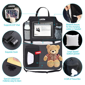 Oasser protector installed in SUV showing neat backseat organization advantage