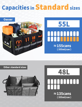 Oasser open organizer showing three compartments and removable dividers for flexibility