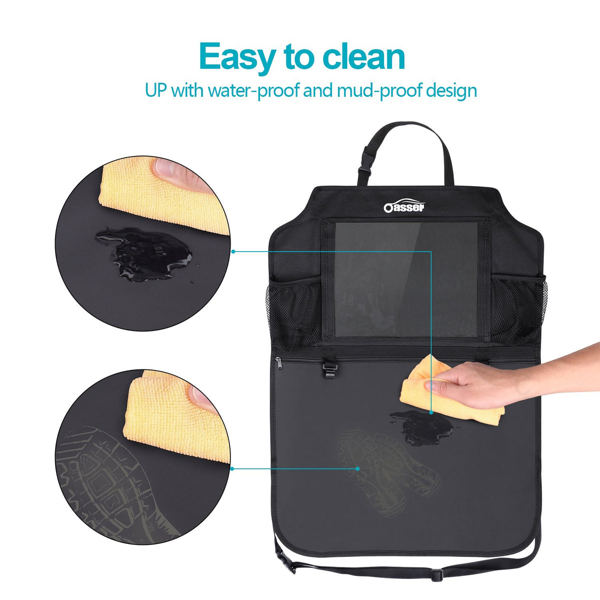 Oasser plastic hooks with tissue box hung to free seat and keep supplies handy
