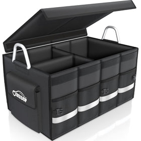 Oasser front view showing large black trunk organizer and sturdy shape