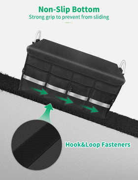 Oasser loaded in a car trunk illustrating large 65L capacity and organization