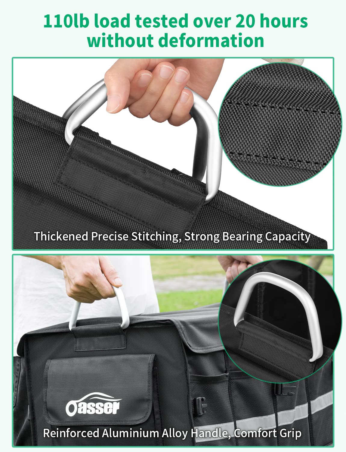 Oasser non‑slip bottom strips preventing sliding during driving for safety
