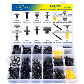 OAUTOO front view of 183-piece kit shows complete clip assortment and convenience