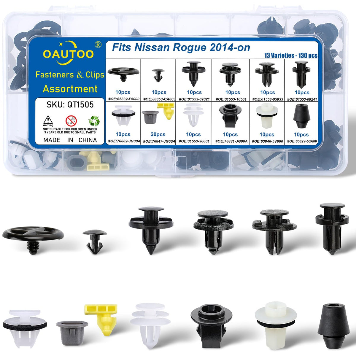 OAUTOO front packaging showing 130-piece kit and benefits of full replacement supply