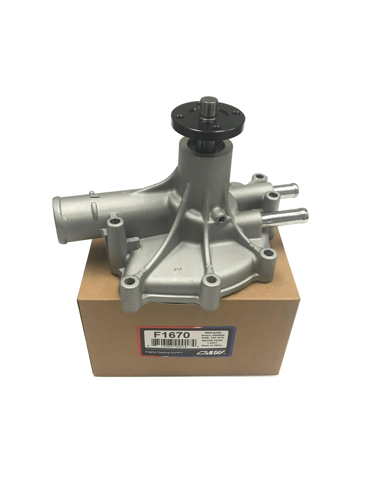 OAW water pump installed in engine bay demonstrating direct-fit benefit