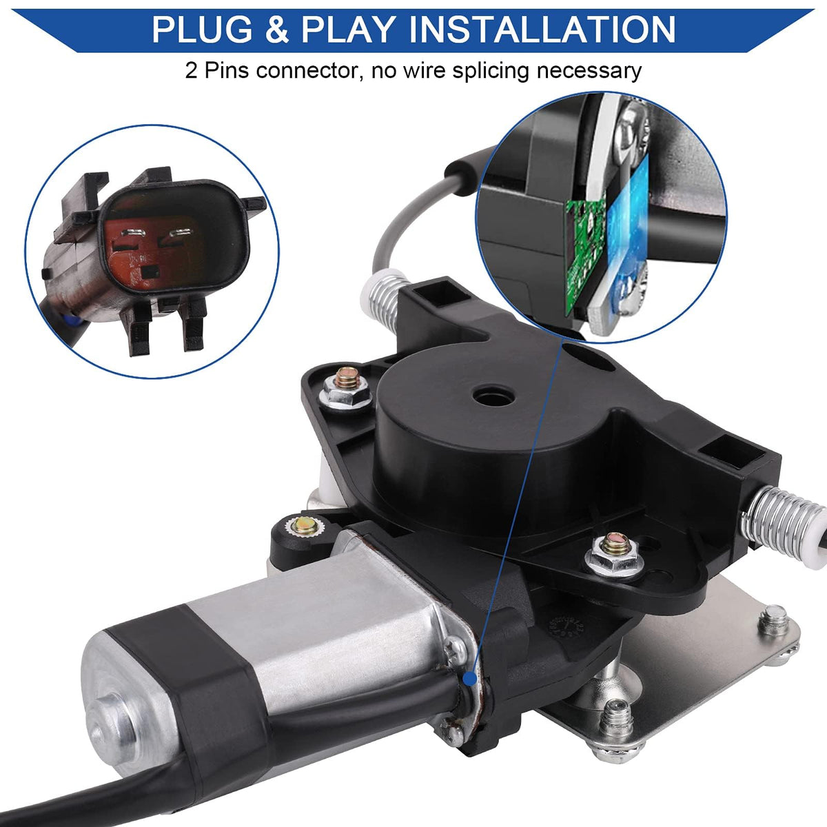 Obaee connector and wiring closeup showing 2-pin plug for easy plug-and-play installation