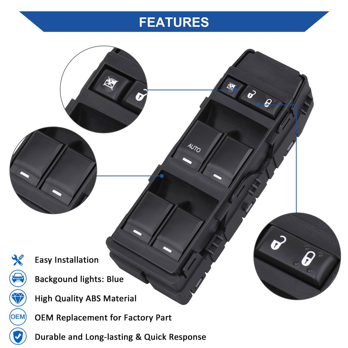Obaee driver switch button layout closeup highlighting ergonomic design