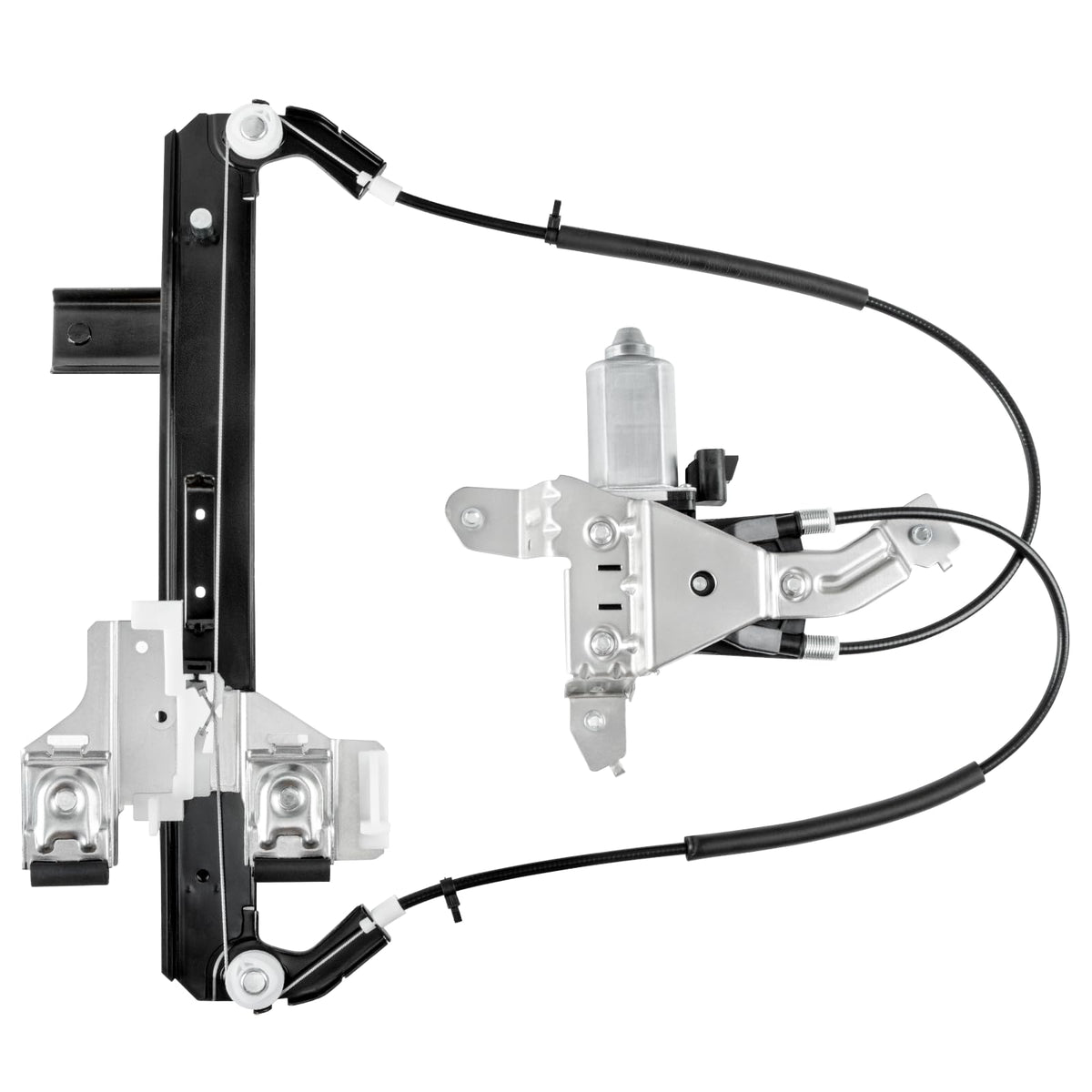 Obaee rear right regulator front view showing full assembly and benefit of direct-fit replacement
