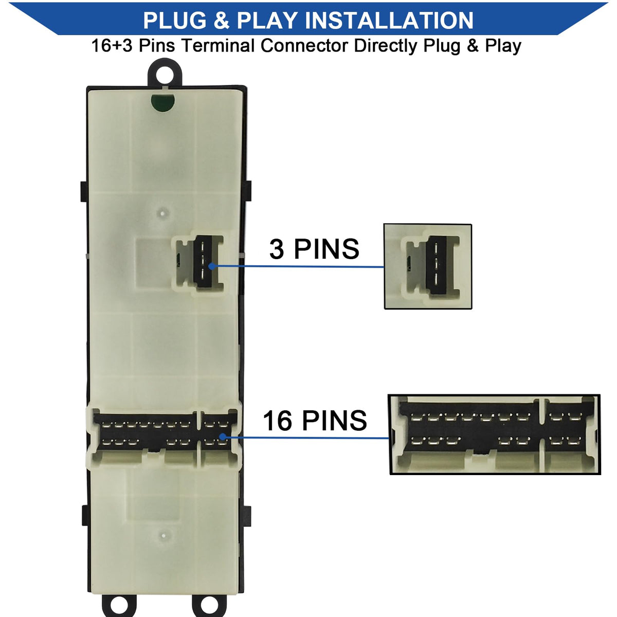 Obaee switch back circuit and pins view highlighting correct OEM-style pinout for easy installation