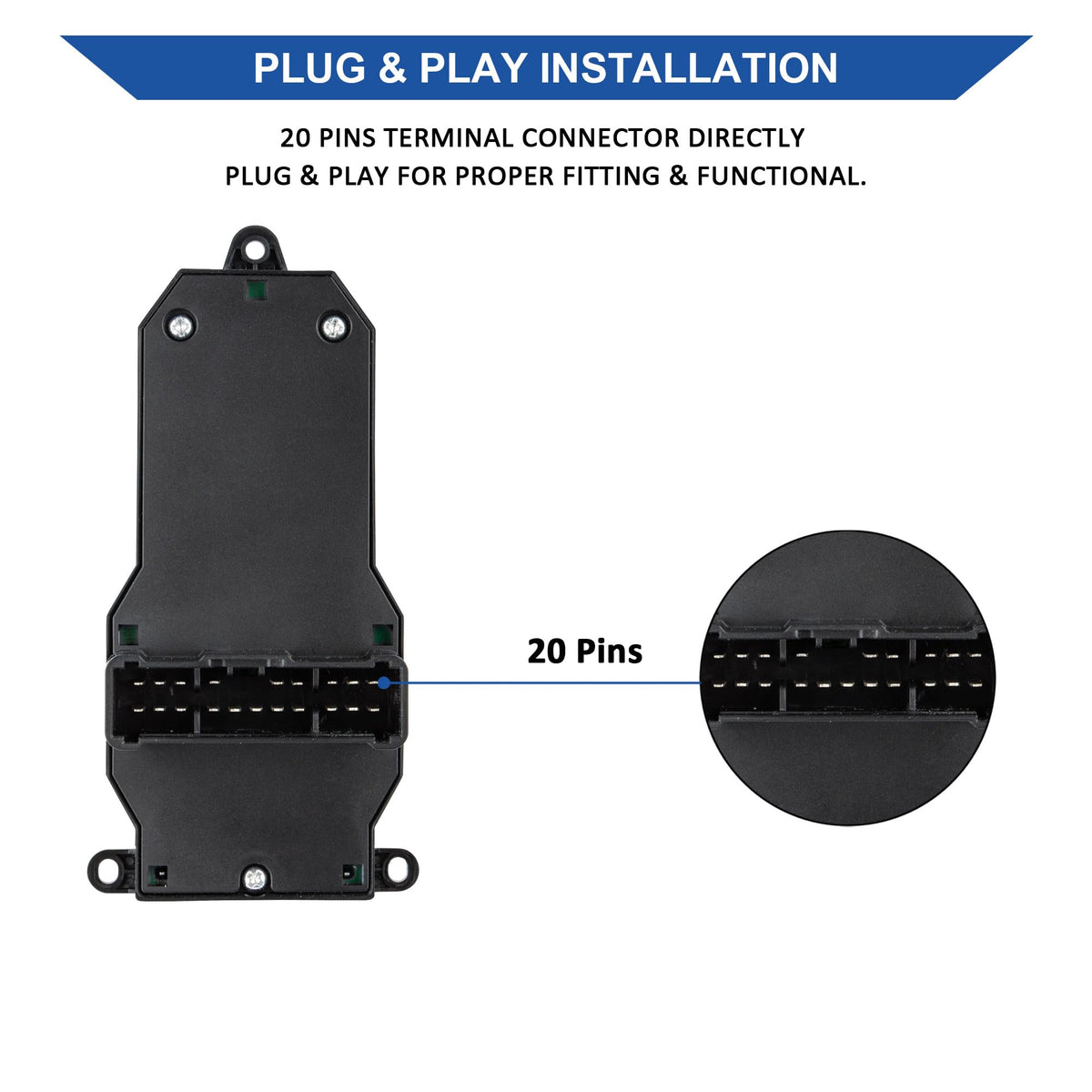 Obaee switch installed in door panel showing restored window function