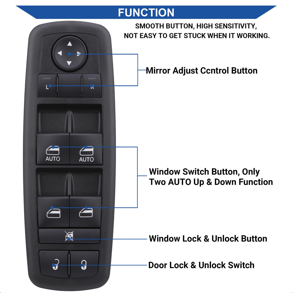 Obaee switch installed in Durango door panel demonstrating seamless OEM fit