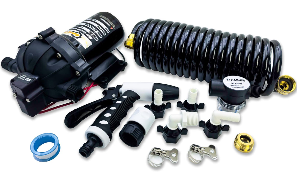 OBALOGI pump and full kit displayed, showing readiness and space-saving benefit