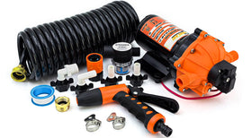OBALOGI pump kit front view showing pump, hose, and nozzle for powerful cleaning