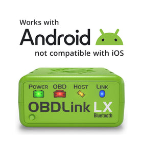 OBDLink LX angled connector close-up, durable contact pins for reliability