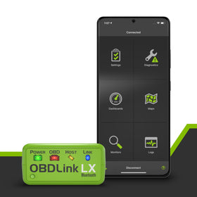 OBDLink LX held in hand to show compact size, easy stow and install