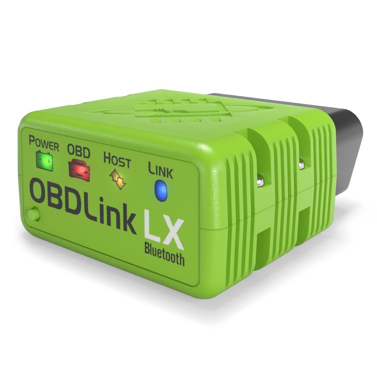 OBDLink LX front view showing plug and casing, quick vehicle diagnostics