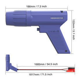 OBDMONSTER label close-up showing model information and basic technical specs