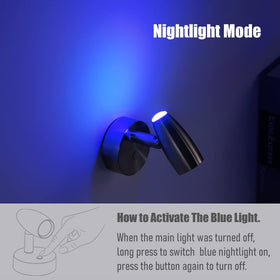 Obeaming blue nightlight glow providing soft low-level orientation light