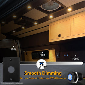Obeaming close-up of push-button and blue backlight for easy night locating benefit