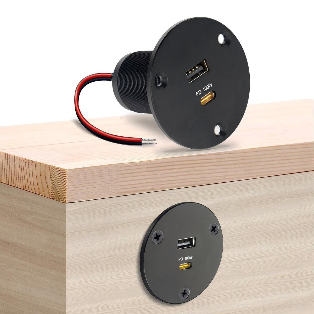 Obeaming front panel compact charger shown installed, clean look and fast charging
