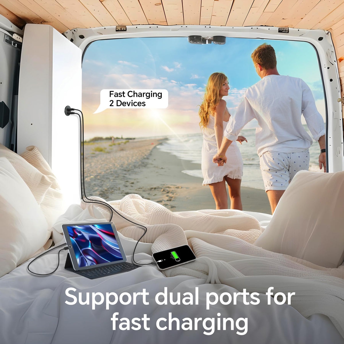 Obeaming installed in RV cabin demonstrating safe fast charging on the road