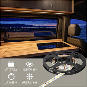 Obeaming under-cabinet installation in RV showing improved task lighting
