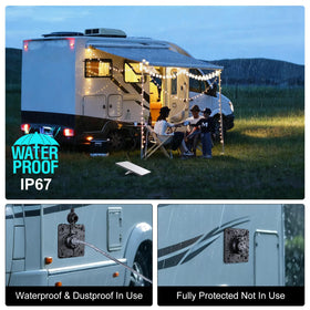 Obeaming protective cap closed over port to keep out water and dust during travel