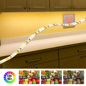 Obeaming LED strip next to ruler showing 16.4ft length and coverage benefit