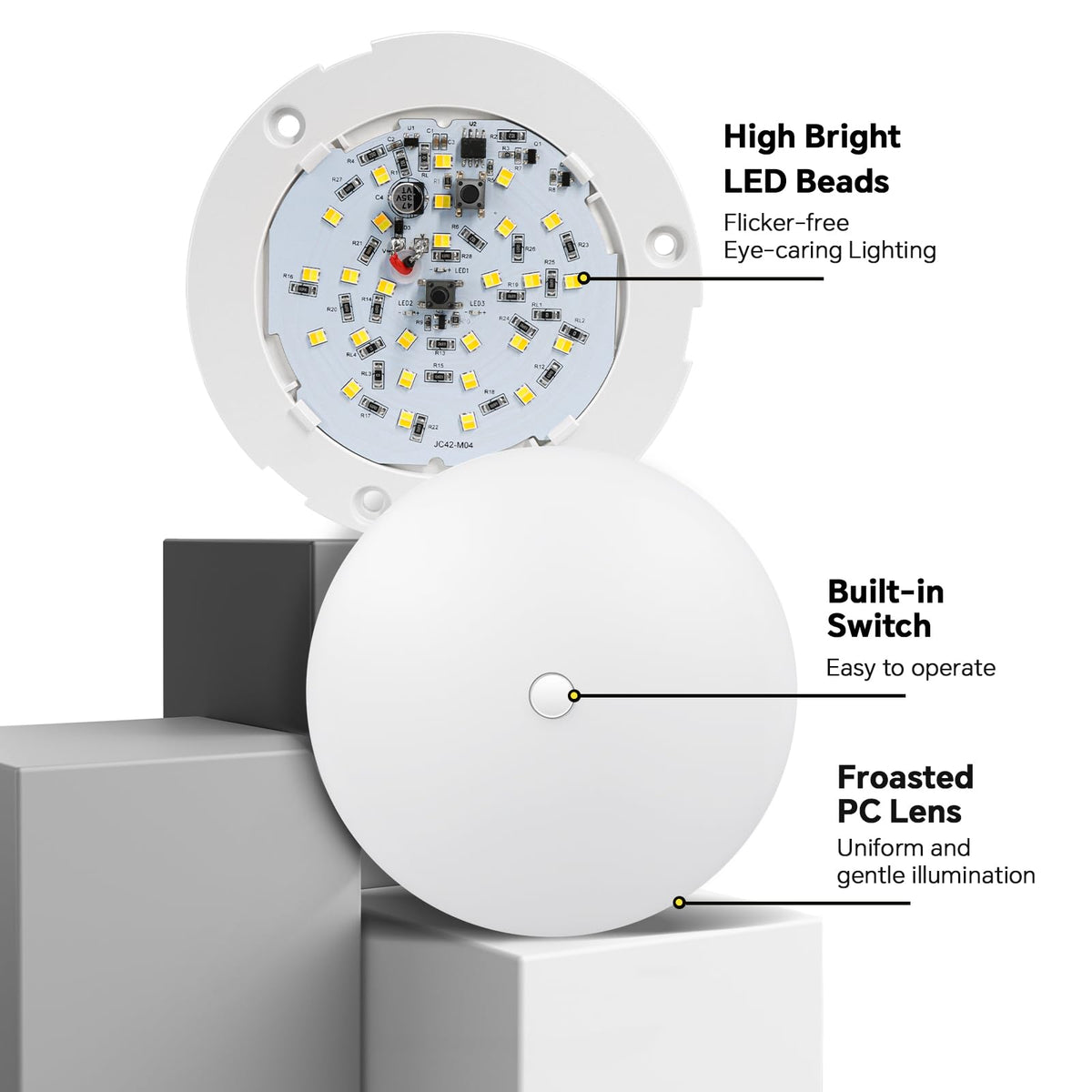 Obeaming switch and dimmer detail showing easy brightness control benefit