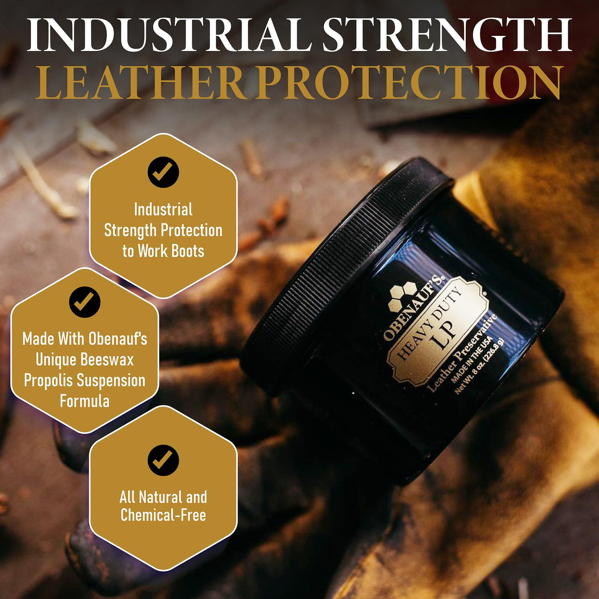 Obenauf's being applied to a work boot to restore flexibility and repel water