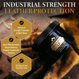 Obenauf's being applied to a work boot to restore flexibility and repel water