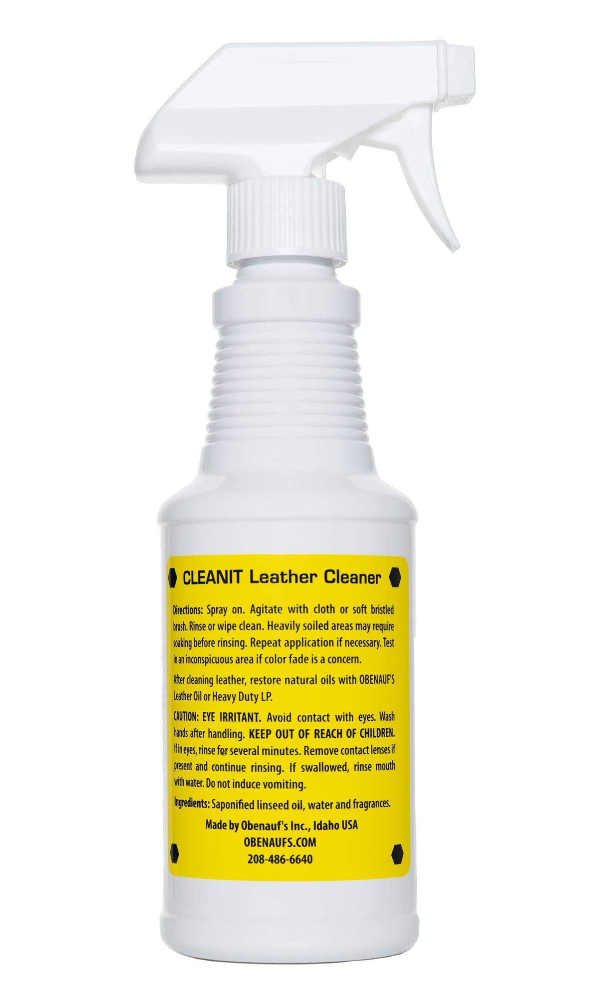 Obenauf's spray action on leather boot demonstrating easy cleaning