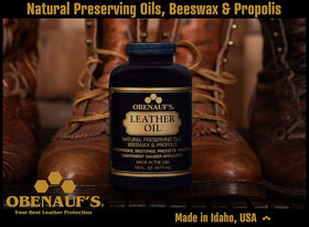 Obenauf's applying oil to a boot restoring flexibility and reducing stiffness