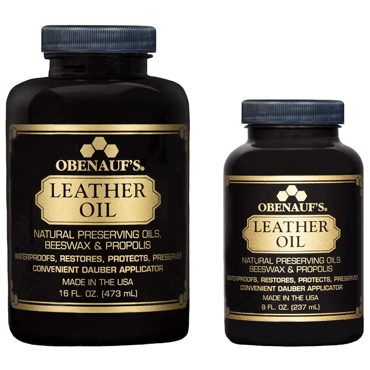 Obenauf's before and after leather sofa showing restored color and protection