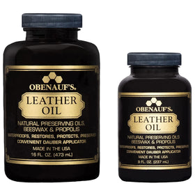 Obenauf's before and after leather sofa showing restored color and protection