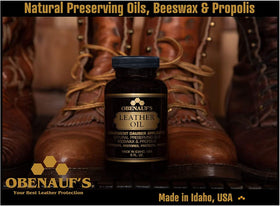 Obenauf's label detail highlighting ingredients and Made in USA reassurance