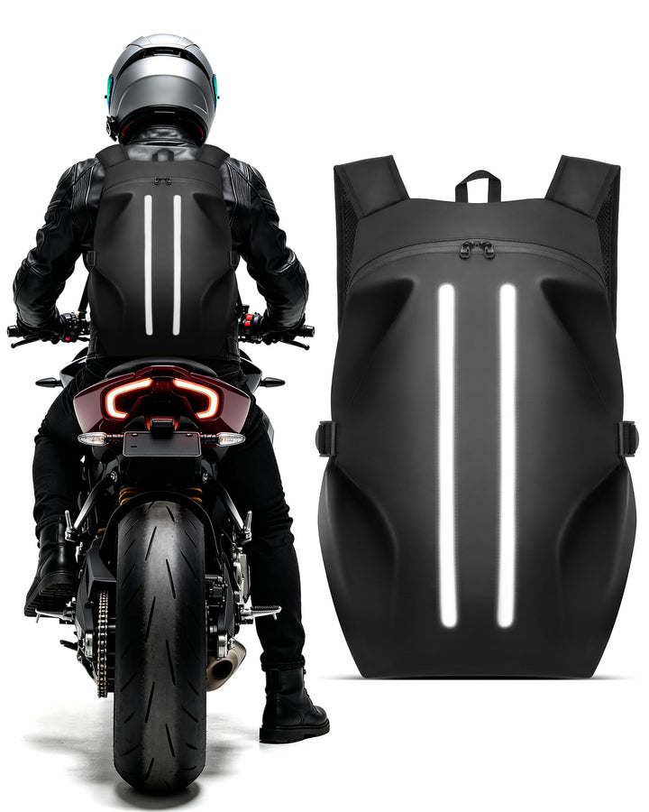 OCKLILY front view showing helmet storage and quick access benefit