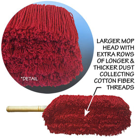 OCM Brand duster in use on a sedan hood for quick dust removal