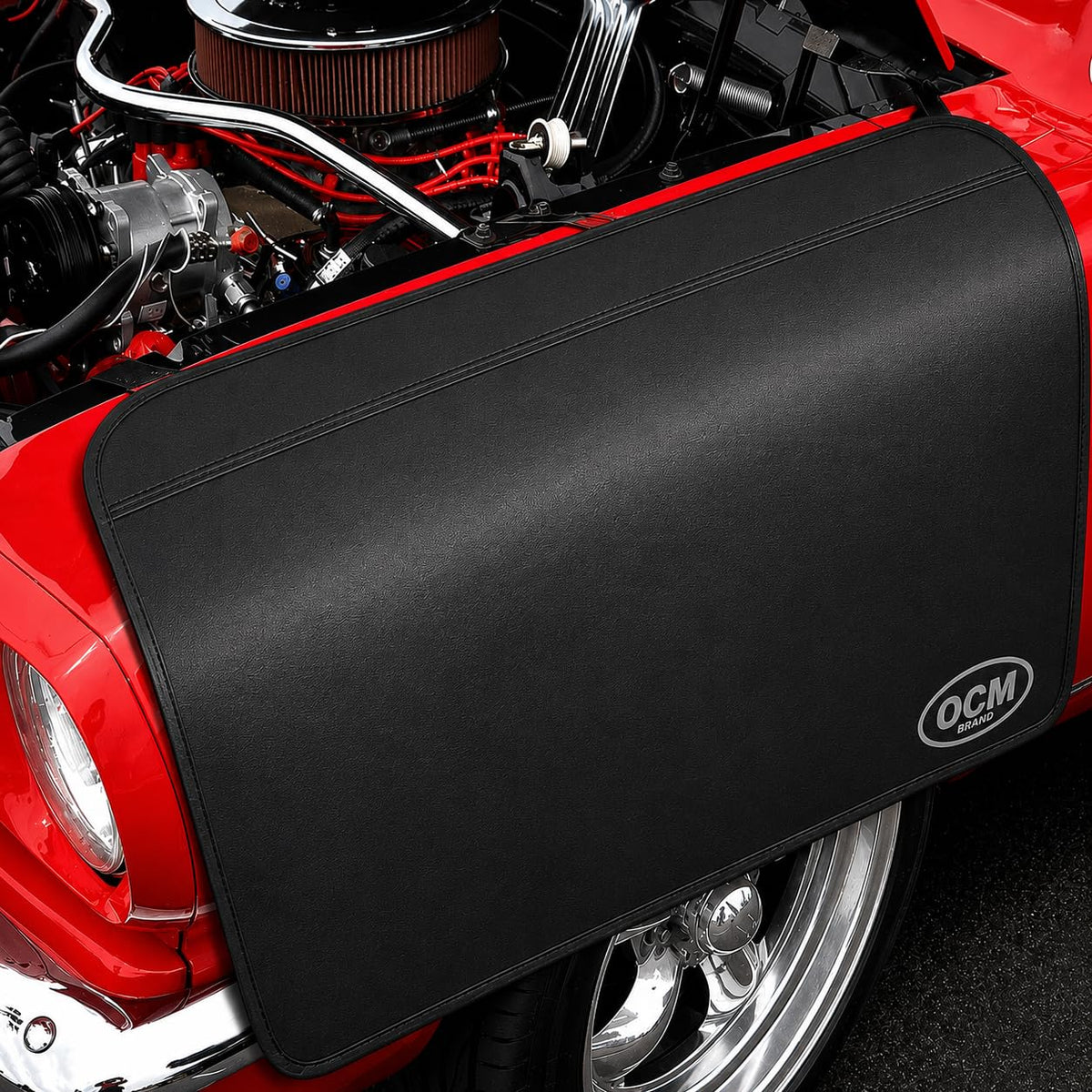 OCM showing full front fender cover protecting paint during repair
