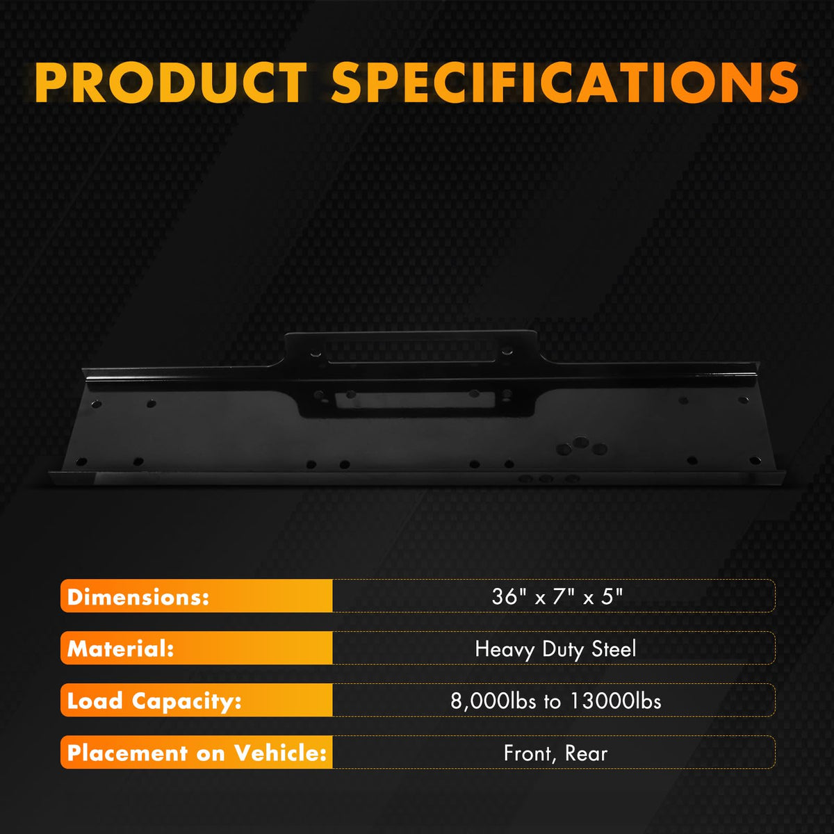 OCPTY mounting plate installed on bumper illustrating secure, ready-to-use setup